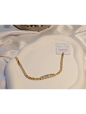 Xuping Jewelry Taşlı Plaka Bileklik 14 K Kaplama