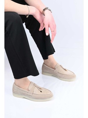 Bestello Bağcıksız Püskül Detaylı Kauçuk Taban Hakiki Deri Loafer 343-166-034 Kadın Ayakkabı