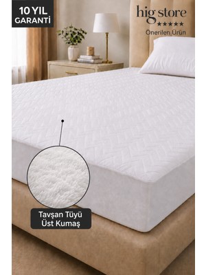 Hig Store Tavşan Tüyü Peluş Sıvı Su Geçirmez Ultra Yumuşak Sessiz Antibakteriyel Fitted Tasarım Tek Çift Battal Boy Yatak Koruyucu Alez