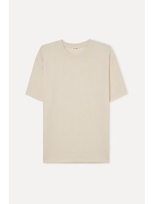 Mudo Erkek Ekru Comfort Fit Dokulu Bisiklet Yaka T-Shirt