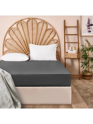 Matmel Soft Basic Tek Kişilik Düz Kenar Çarşaf - Antrasit - 160X240 cm