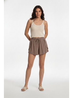 Cotton Lab Vizon Relax Kesim Taytlı Spor Şort
