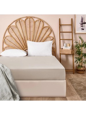 Matmel Soft Basic Çift Kişilik Lastikli Çarşaf - Bej - 180X200 cm