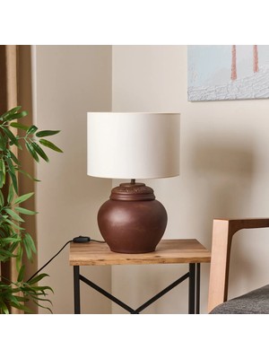 Matmel Lighting Çiçekli Kapaklı Abajur - Kahverengi / Krem - 50 cm