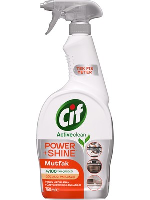 Cif Power & Shine Mutfak İçin Yağ Çözücü Temizleyici 750 ml Şeffaf Malzeme ile Etkili Temizlik