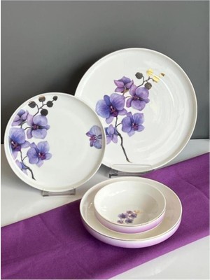 sembol Violet Bone China 24 Parça Yemek Takımı