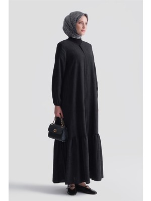 Armine Fırfırlı Basic Ferace Siyah