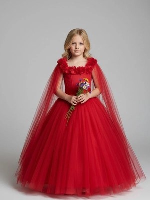 Zekids Kız Çocuk Kol Detaylı Prenses Model Abiye Elbise