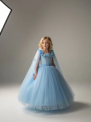 Zekids Kız Çocuk Kol Detaylı Prenses Model Abiye Elbise