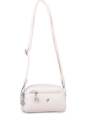 Nas Bag Kadın Mini Spor Şık Günlük Postacı Çapraz Çanta (En 18 cm , Boy 10 cm ) Krem Victoria