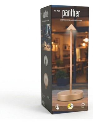Panther PT-705 Gold USB Şarjlı Masa Lambası 3 Farklı Renkli Dekoratif Lamba