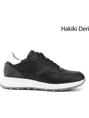 Gönderi(r) Erkek Siyah  Bağcıklı Hakiki Deri Comfort Sneaker