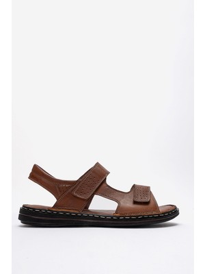 Dericlub Erkek Bantlı Sandalet Gerçek Deri Dc 1215 Taba