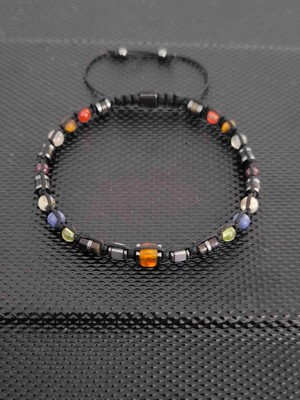 Tahrastone Zebercet-Lapis Lazuli-Sitrin-Garnet Lal-Labradorit-Akik-Kaplangözü-Damla Kehribar-Obsidyen 4 mm Doğaltaş Bileklik Takı Aksesuar Erkek Bileklik