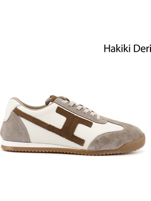 Gönderi(r) Kadın Bej  Lastik Bağcıklı Hakiki Deri Sneaker