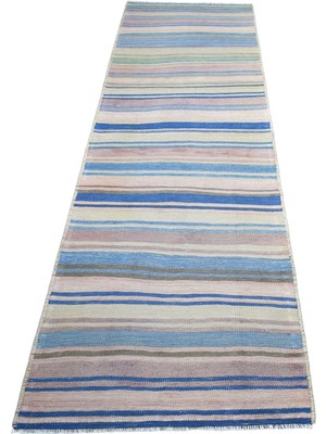 Zehra Abla Halı Vintage El Dokuma Nadide Pastel Herki Yolluk Yün Kilim 7336