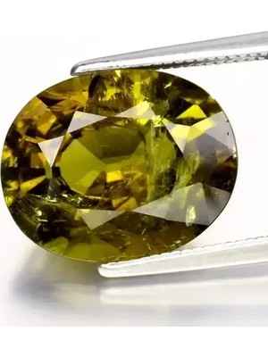 Aries 7.00CT Oval Natural Yellowish Green Tourmaline - Unheated, Mozambique Gem