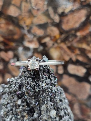 Aries 0.13CT Pırlanta - 1.76 Gram 14 Ayar Beyaz Altın Yüzük