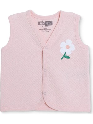 Hellobaby Kız Bebek Kapitone Yelek Çiçek Baskılı Çıtçıtlı V Yaka Atlet