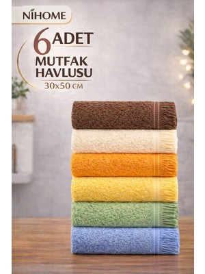 Elmas Home 6 Adet Mutfak Havlusu 30X50 Cm|kurulama Bezi|sepette|pamuk El Havlusu Seti|6 Renk
