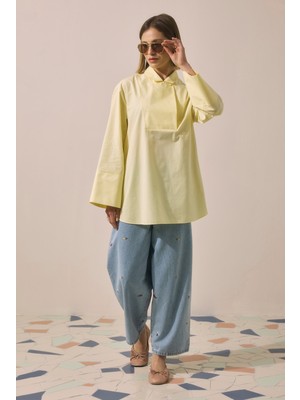 HE-QA Kruvaze Yaka Tunik Soft Sarı