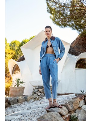 Kameya Yüksek Bel Denim Pantolon