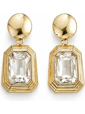 Venüs Design Gold Renkli Çelik Kristal Küpe Kadınlar İçin Modern Çivi Modeli