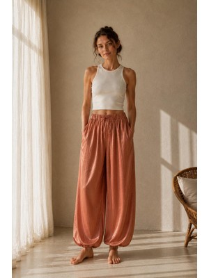 Saten Kumaş Şalvar Kesim Balon Pantolon