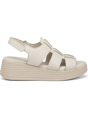 Tergan Bej Hakiki Deri Kadın Sandalet - K25Y1SN67987-A25