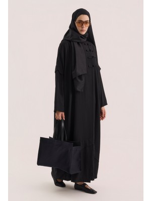 HE-QA Aller Detaylı Abaya Siyah