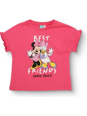 Disney Kız Bebek Lisans Tişört Lisans Baskılı Bisiklet Yaka Kısa Kol