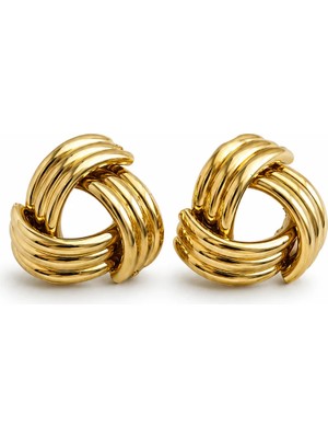 Venüs Design Gold Renkli Çelik Vola Küpe Kadın Kullanıcılar İçin Şık Tasarım