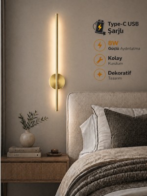 Rultech Flame Sarjlı LED Aplik | 8W | 3200K Gün Işığı | 75CM | Duvar Tipi /tablo Dekoratif Işık