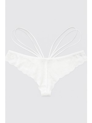 Obje Kadın Ekru Dantelli Ipli Slip