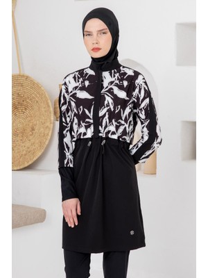 Adasea 261210 Siyah Pera Spor Lycra Uzun Kollu Tesettür Mayo