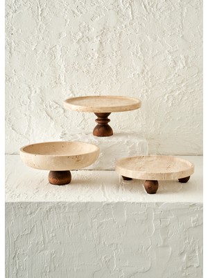 Bella Maison Ephesus Traverten 3'lü Sunum Seti Naturel (25 Cm)