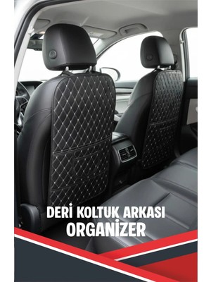 Gök Tr Mini Cooper Clubman Uyumlu 2 Adet Gri Deri Gri Dikişli Araç Içi Koltuk Organizeri