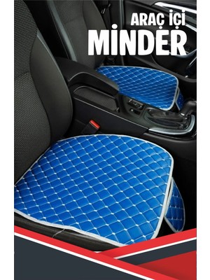 Gök Tr Mini Hatch 2020 Uyumlu 3 Parça Araç Içi - Oto Koltuk Minderi Mavi Deri Beyaz Dikişli