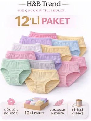 Tutku 12'li Ekonomik Paket Tutku Fitilli Elastan Kız Çocuk Külot