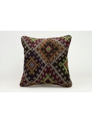 Kilim Wholesale El Yapımı Kilimden Yapılmış Vintage Kırlent Kılıfı, Yün, 40X40 cm