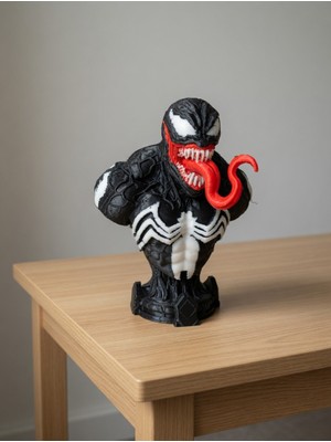 Riva Self Venom Büst Figür - 12 cm Çok Renkli 3D Baskı Marvel Örümcek Adam Düşmanı Biblo