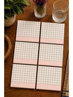 JHAAR Soyut - Bohem - Geometrik Temalı Modern 6’lı Set Bardak Altlığı - Uv Baskı Mdf - 10X10 Cmma