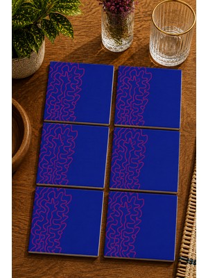 JHAAR Modern Tasarım 6’lı Set Bardak Altlığı - Uv Baskı Mdf - 10X10 cm