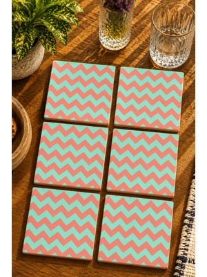 JHAAR Geometrik Desenli Modern 6’lı Set Bardak Altlığı - Uv Baskı Mdf - 10X10 cm