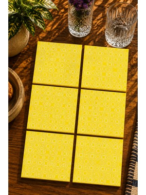 JHAAR Modern Tasarım 6’lı Set Bardak Altlığı - Uv Baskı Mdf - 10X10 cm