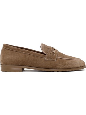 Derimod Kadın Vizon Tokalı Süet Deri Maskülen Loafer 26PFD230110
