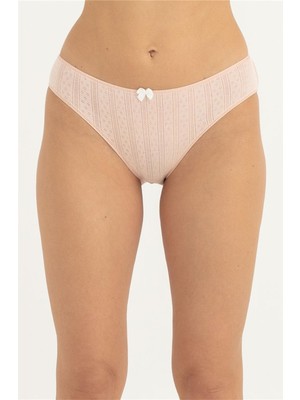 Obje Kadın Somon Örgü Desen Düşük Bel Slip