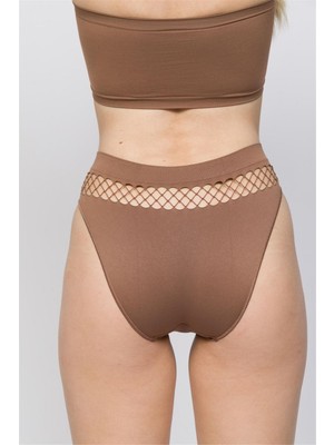 Obje Kadın Bronz Kahve Fileli Slip Külot