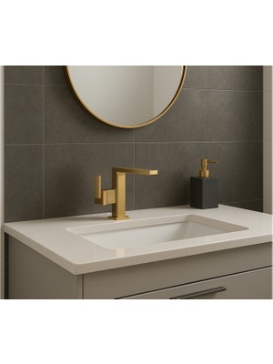 Turkuaz Seramik Cerastyle Sharp Altın Gold Lavabo Bataryası