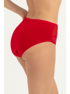 Obje Kadın Kırmızı Battal Ön Üst Tül Alt Bant Arkası Pamuk Bikini